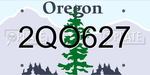 2QO627 Oregon License Plate