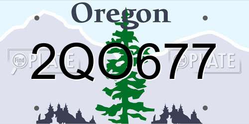 2QO677 Oregon License Plate