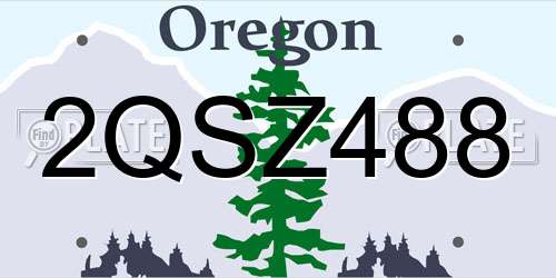 2QSZ488 Oregon License Plate