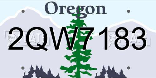 2QW7183 Oregon License Plate