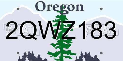 2QWZ183 Oregon License Plate