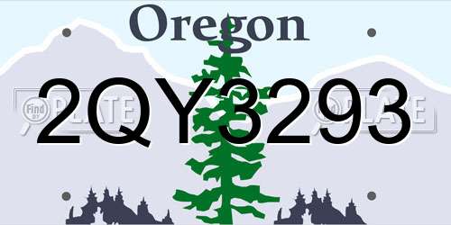 2QY3293 Oregon License Plate