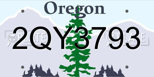 2QY3793 Oregon License Plate