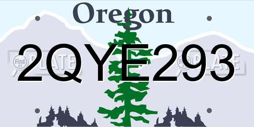 2QYE293 Oregon License Plate