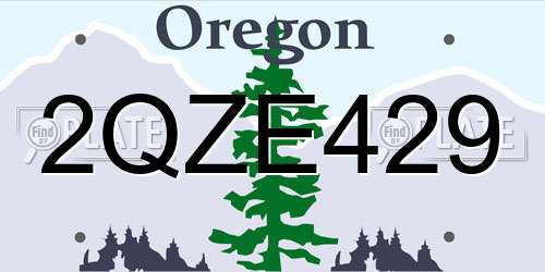 2QZE429 Oregon License Plate
