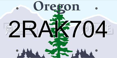 2RAK704 Oregon License Plate