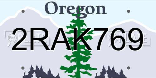 2RAK769 Oregon License Plate