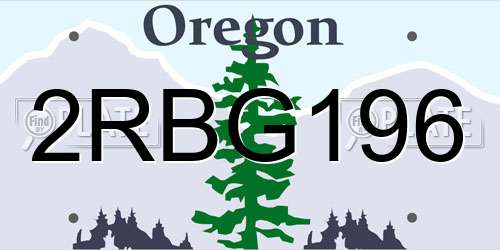 2RBG196 Oregon License Plate