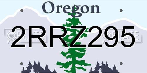 2RRZ295 Oregon License Plate
