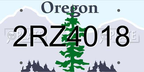 2RZ4018 Oregon License Plate