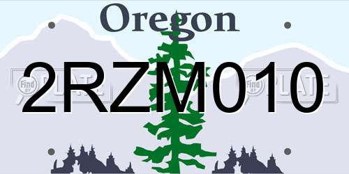 2RZM010 Oregon License Plate