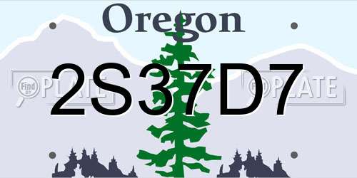 2S37D7 Oregon License Plate