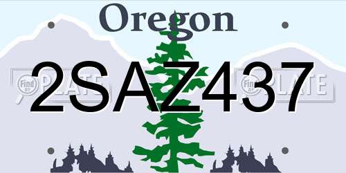 2SAZ437 Oregon License Plate