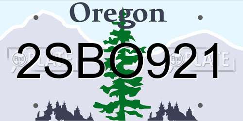 2SBO921 Oregon License Plate