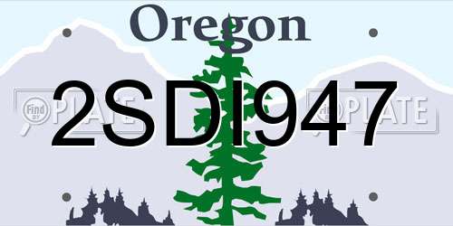 2SDI947 Oregon License Plate