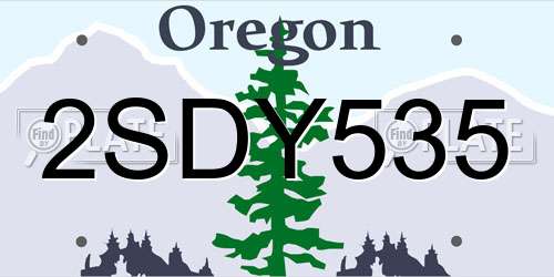 2SDY535 Oregon License Plate