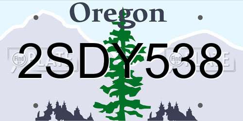 2SDY538 Oregon License Plate