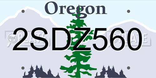 2SDZ560 Oregon License Plate