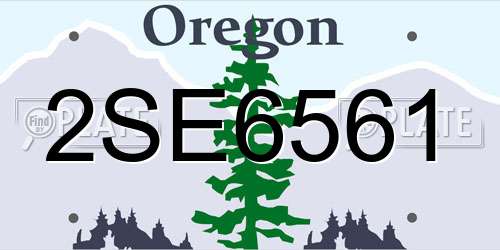 2SE6561 Oregon License Plate