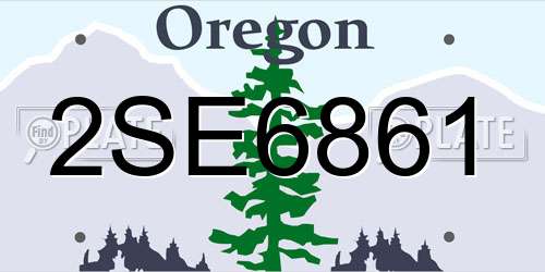 2SE6861 Oregon License Plate