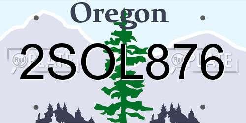2SOL876 Oregon License Plate