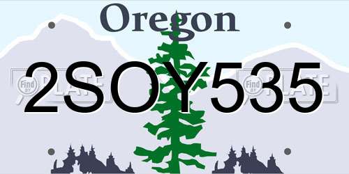 2SOY535 Oregon License Plate