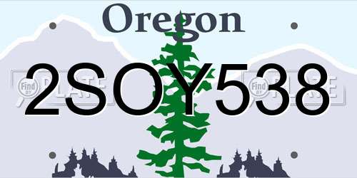 2SOY538 Oregon License Plate