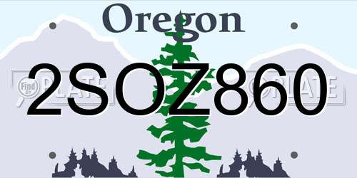 2SOZ860 Oregon License Plate
