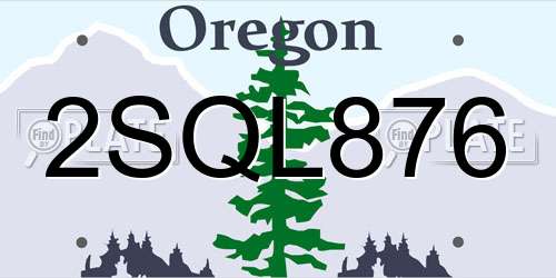 2SQL876 Oregon License Plate