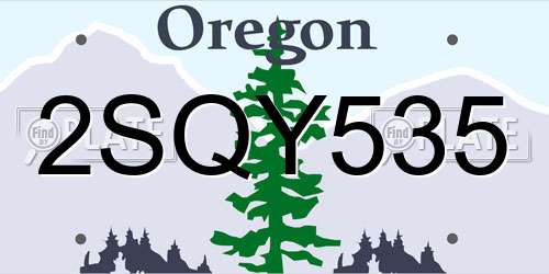 2SQY535 Oregon License Plate