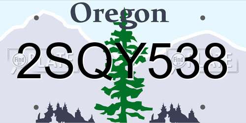 2SQY538 Oregon License Plate