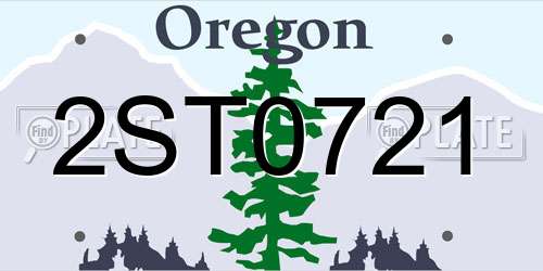 2ST0721 Oregon License Plate
