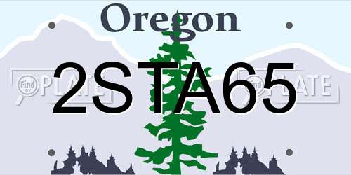 2STA65 Oregon License Plate