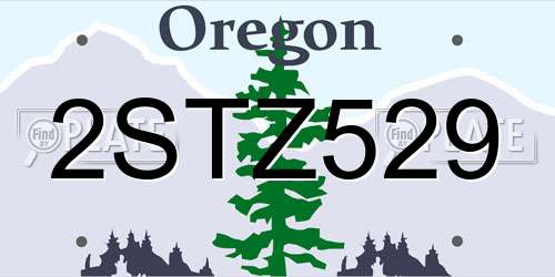 2STZ529 Oregon License Plate