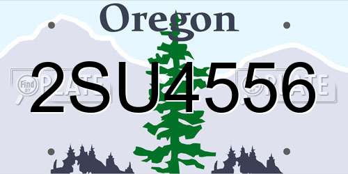 2SU4556 Oregon License Plate