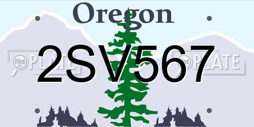 2SV567 Oregon License Plate