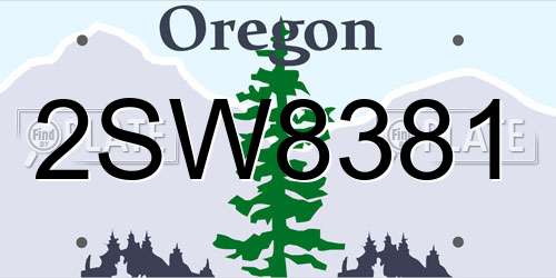 2SW8381 Oregon License Plate