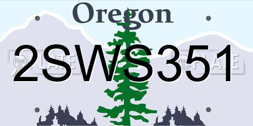 2SWS351 Oregon License Plate