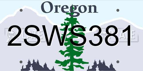 2SWS381 Oregon License Plate