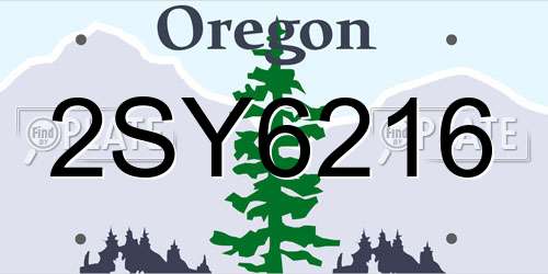 2SY6216 Oregon License Plate