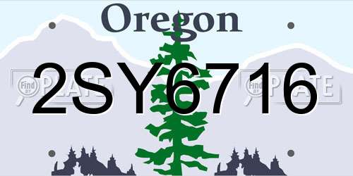 2SY6716 Oregon License Plate
