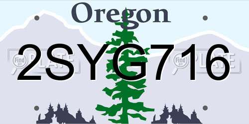 2SYG716 Oregon License Plate