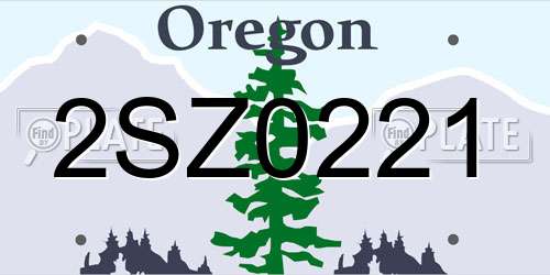 2SZ0221 Oregon License Plate
