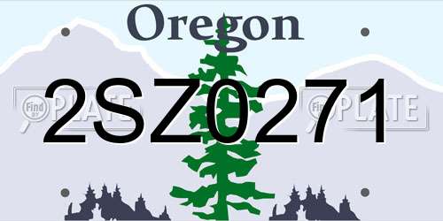 2SZ0271 Oregon License Plate