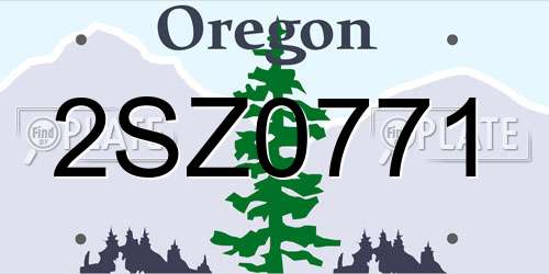 2SZ0771 Oregon License Plate