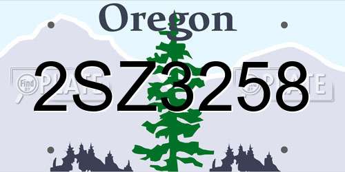 2SZ3258 Oregon License Plate