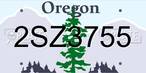 2SZ3755 Oregon License Plate