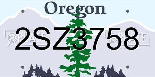 2SZ3758 Oregon License Plate