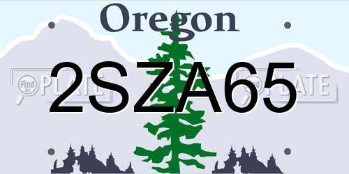 2SZA65 Oregon License Plate