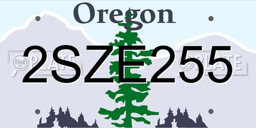 2SZE255 Oregon License Plate